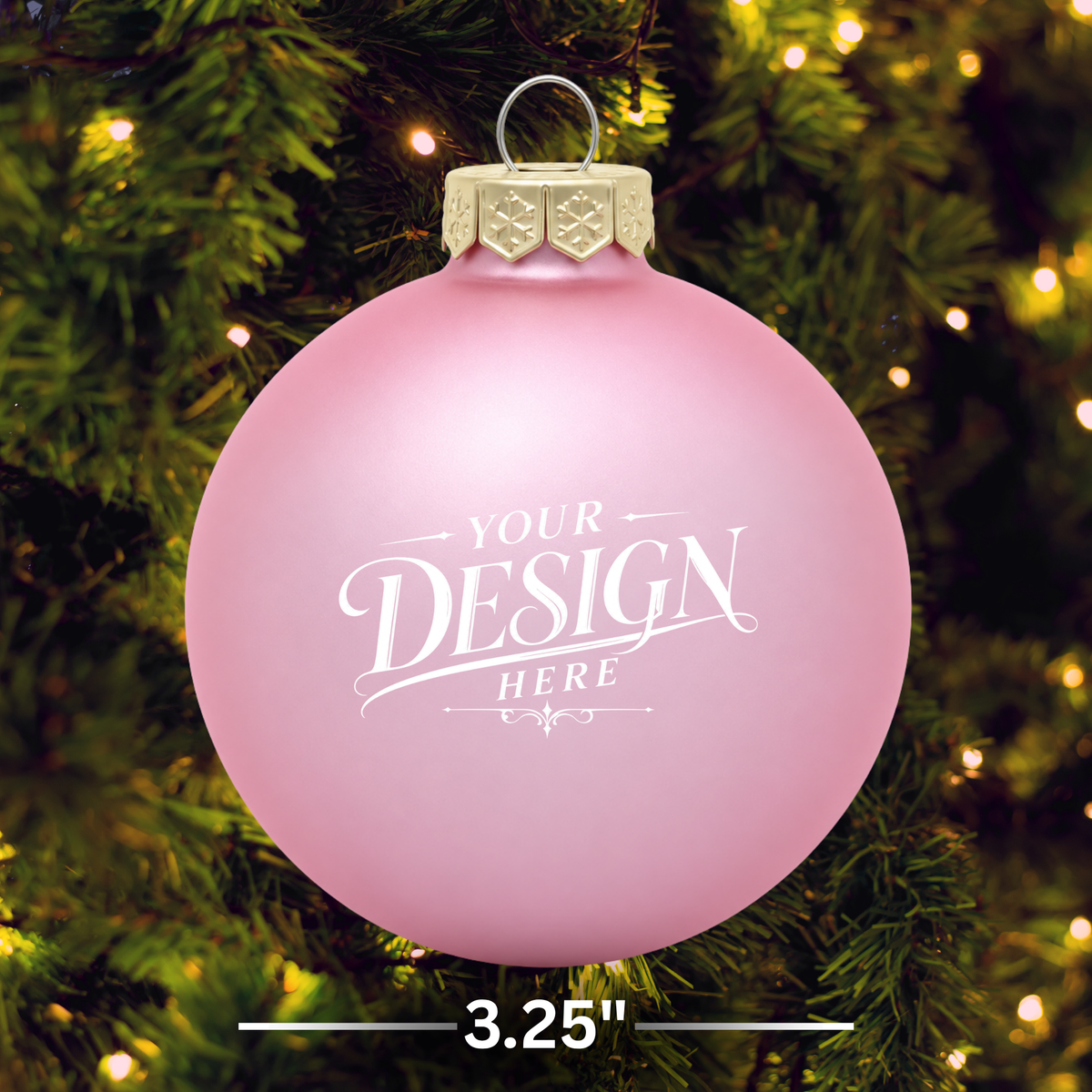 Custom Laser Engraved 3.25" Matte Glass Ball Christmas Ornament - Personalized w/ Any Logo or Design