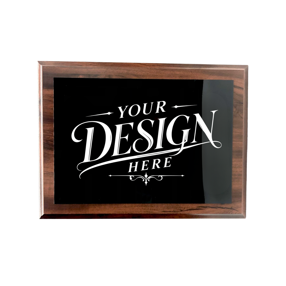 Custom Engraved Dark Cherry Wood Plaque with Black & Aluminum Plate