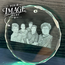 Custom Laser Engraved Glass Crystal Photo Ornament - Personalized Keepsake w/ Your Picture or Design