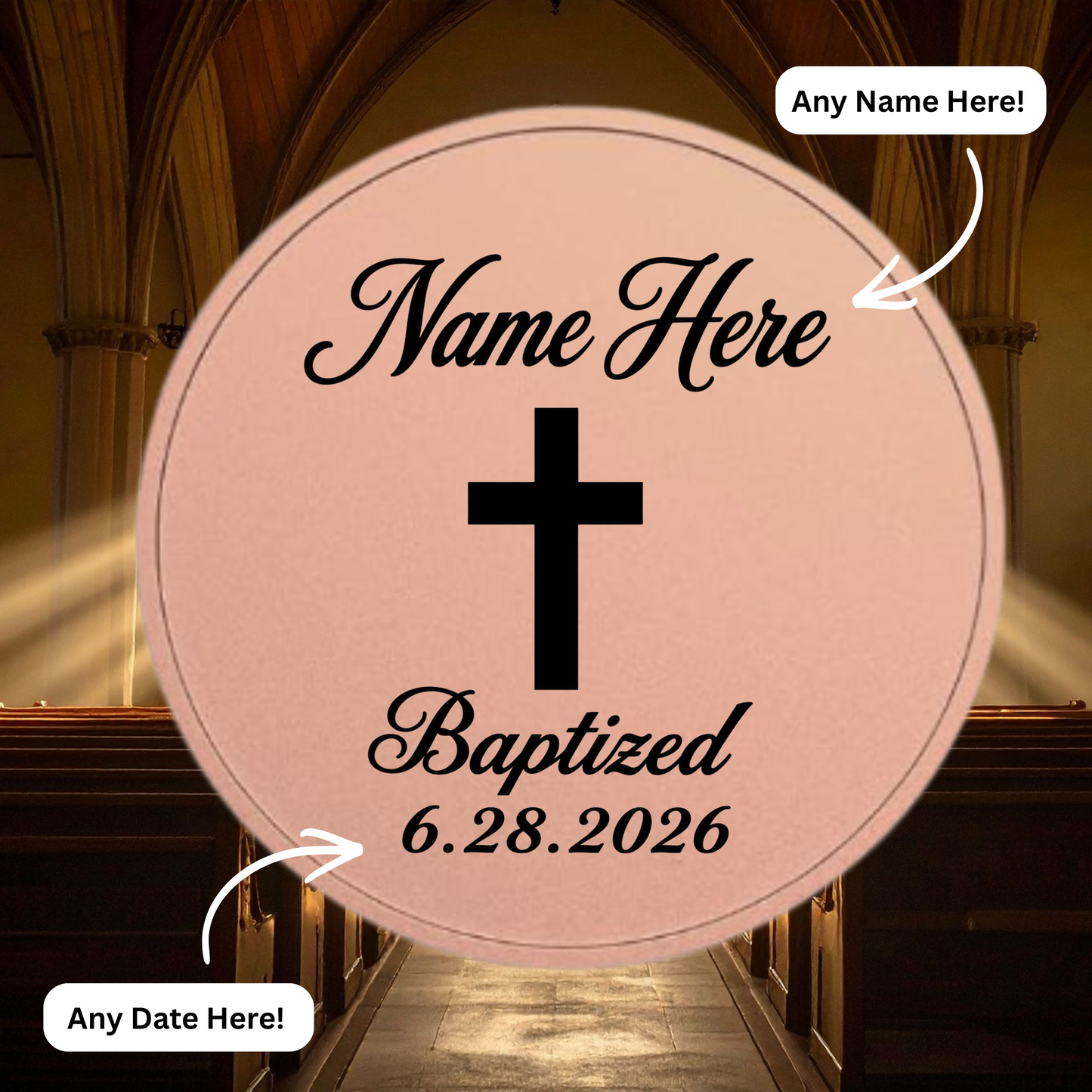 Custom Laser Engraved Baptism Coin Name + Date Religious Keepsake Godparent Gift