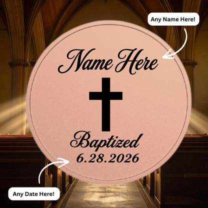 Custom Laser Engraved Baptism Coin Name + Date Religious Keepsake Godparent Gift