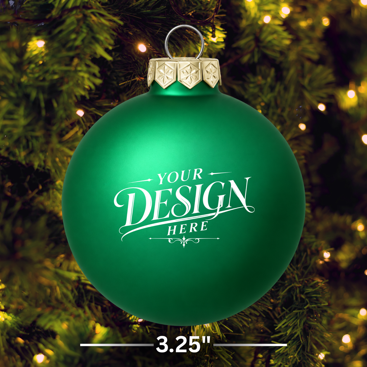 Custom Laser Engraved 3.25" Matte Glass Ball Christmas Ornament - Personalized w/ Any Logo or Design
