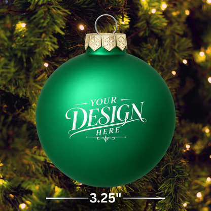 Custom Laser Engraved 3.25" Matte Glass Ball Christmas Ornament - Personalized w/ Any Logo or Design