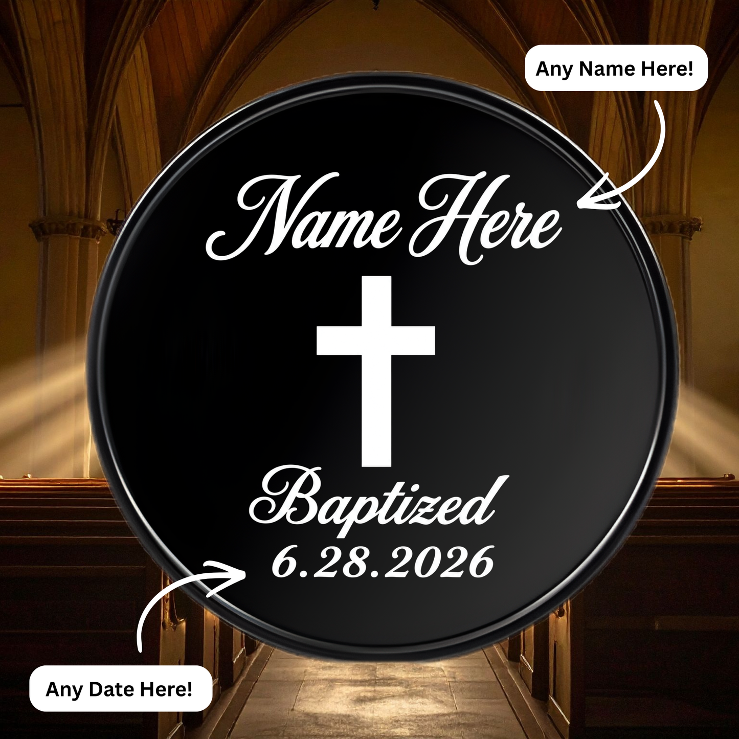 Custom Laser Engraved Baptism Coin Name + Date Religious Keepsake Godparent Gift