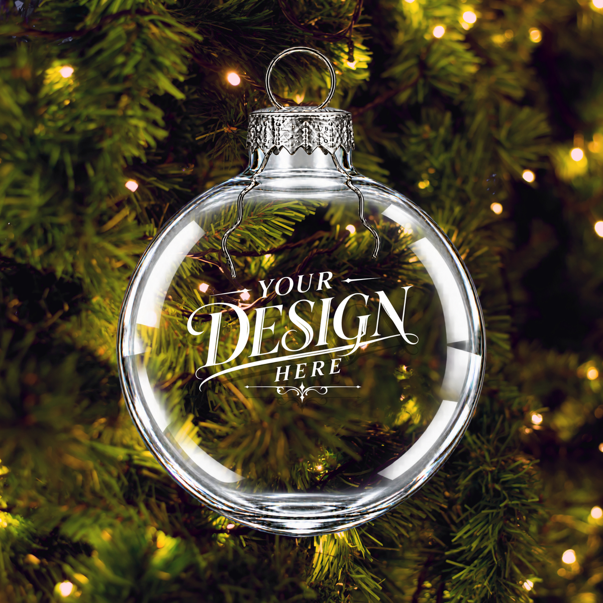 Custom Laser Engraved Mini Glass Ornament Clear 2.4 Inches Personalized Any Design Image or Logo