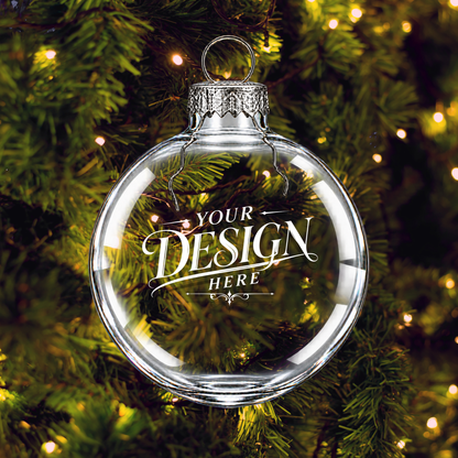 Custom Laser Engraved Mini Glass Ornament Clear 2.4 Inches Personalized Any Design Image or Logo