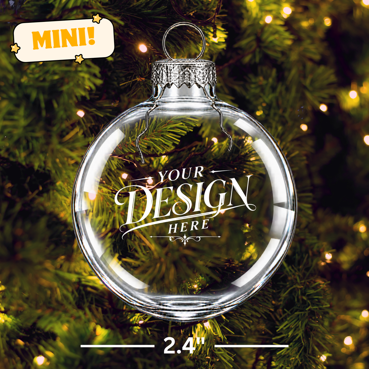 Custom Laser Engraved Mini Glass Ornament Clear 2.4 Inches Personalized Any Design Image or Logo