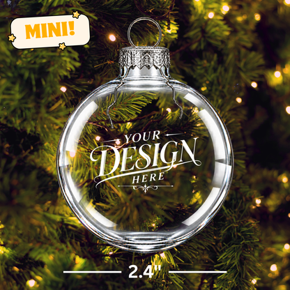 Custom Laser Engraved Mini Glass Ornament Clear 2.4 Inches Personalized Any Design Image or Logo