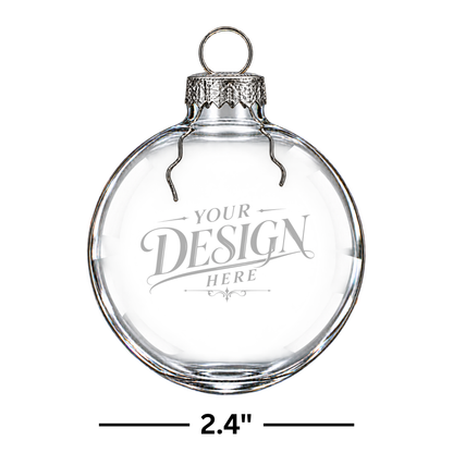 Custom Laser Engraved Mini Glass Ornament Clear 2.4 Inches Personalized Any Design Image or Logo