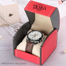 Custom Laser Engraved Luxury Watch Case w/ Pillow - Personalized Wristwatch Storage Display Holder