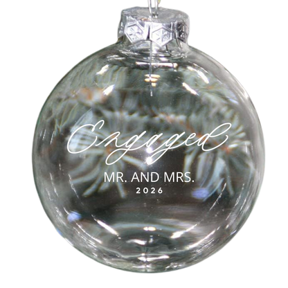 Custom Laser Engraved Engaged Ornament "Mr & Mrs" Your Names Here Personalized Gift Fillable Hanging