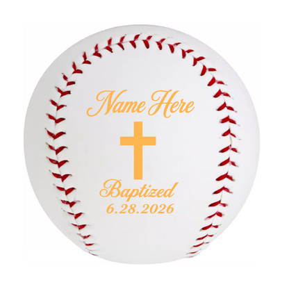 Custom Laser Engraved Baptism Baseball - Name Date Baptized - Personalized Religious Christian Catholic Gift