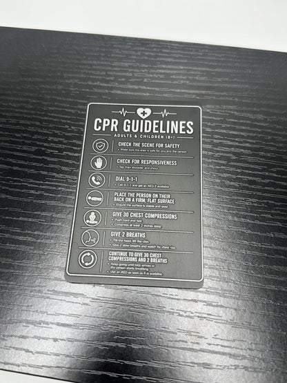 Laser Engraved CPR Guidelines Card - Adult & Child Reference - Pocket Emergency Safety Card - First Aid Quick Reference Tool