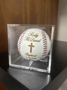 Custom Laser Engraved Baptism Baseball - Name Date Baptized - Personalized Religious Christian Catholic Gift