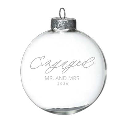 Custom Laser Engraved Engaged Ornament "Mr & Mrs" Your Names Here Personalized Gift Fillable Hanging