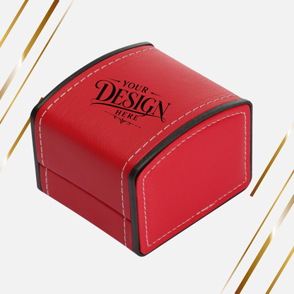 Custom Laser Engraved Luxury Watch Case w/ Pillow - Personalized Wristwatch Storage Display Holder
