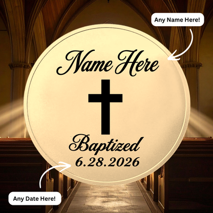Custom Laser Engraved Baptism Coin Name + Date Religious Keepsake Godparent Gift