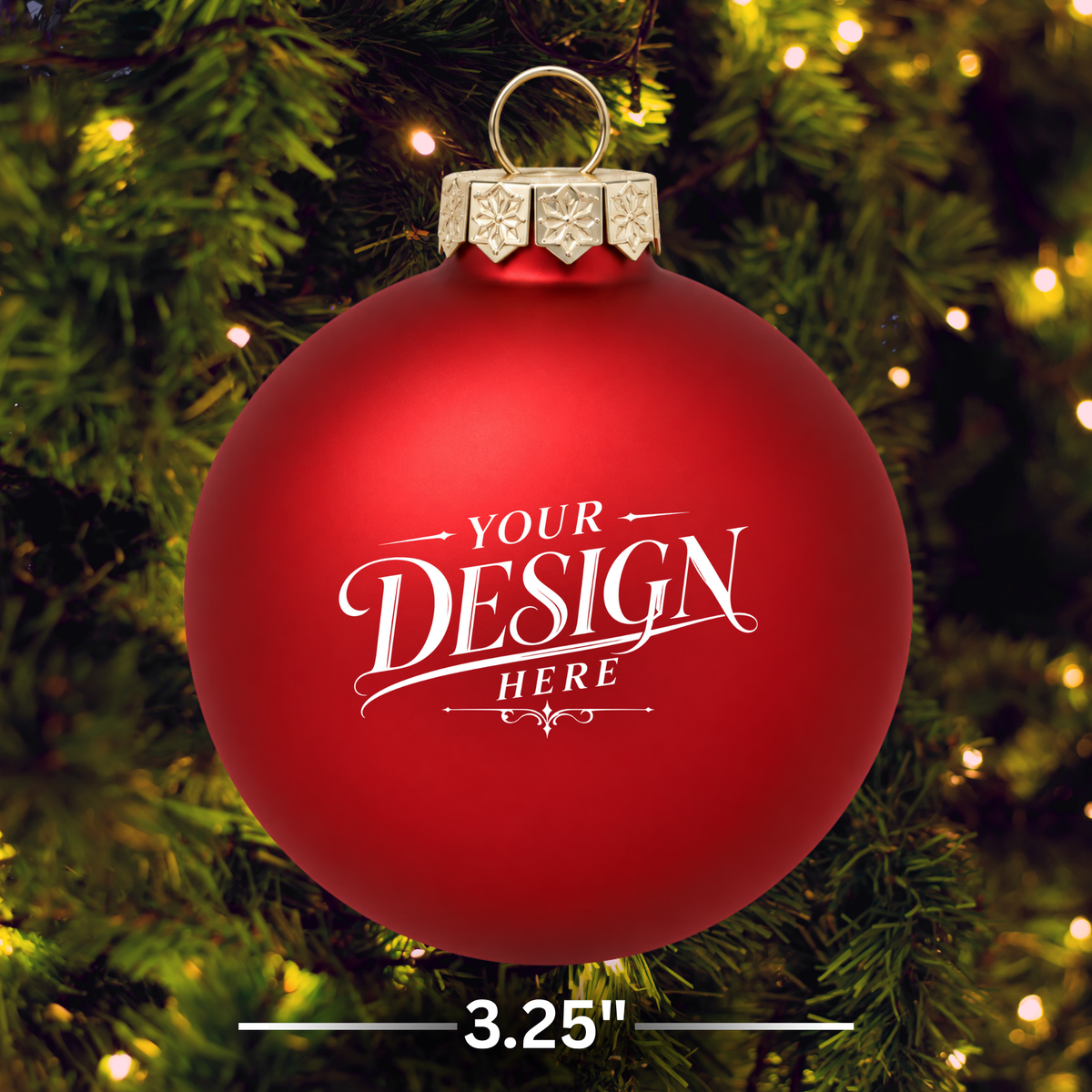 Custom Laser Engraved 3.25" Matte Glass Ball Christmas Ornament - Personalized w/ Any Logo or Design