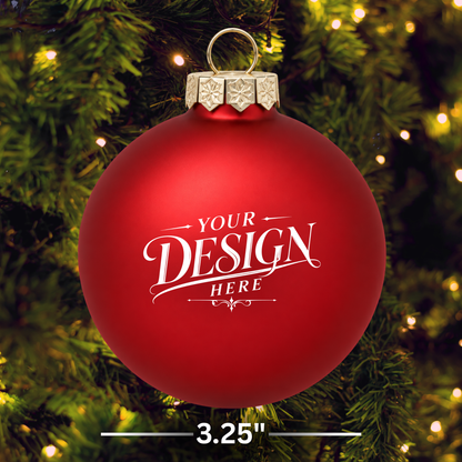 Custom Laser Engraved 3.25" Matte Glass Ball Christmas Ornament - Personalized w/ Any Logo or Design