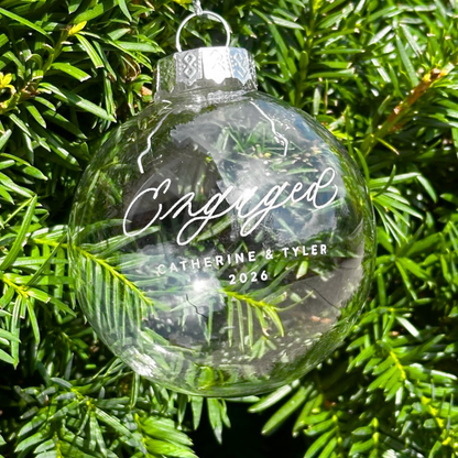 Custom Laser Engraved Engaged Ornament "Mr & Mrs" Your Names Here Personalized Gift Fillable Hanging