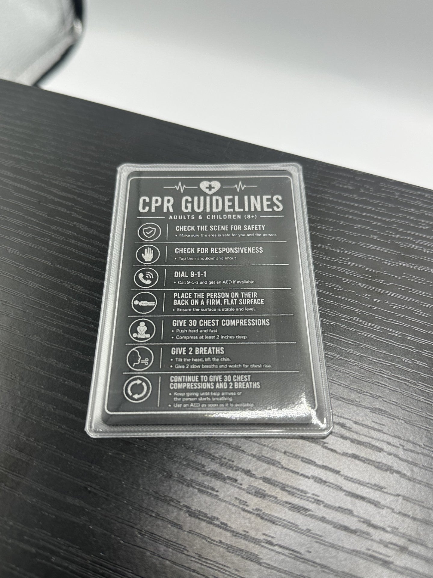 Laser Engraved CPR Guidelines Card - Adult & Child Reference - Pocket Emergency Safety Card - First Aid Quick Reference Tool