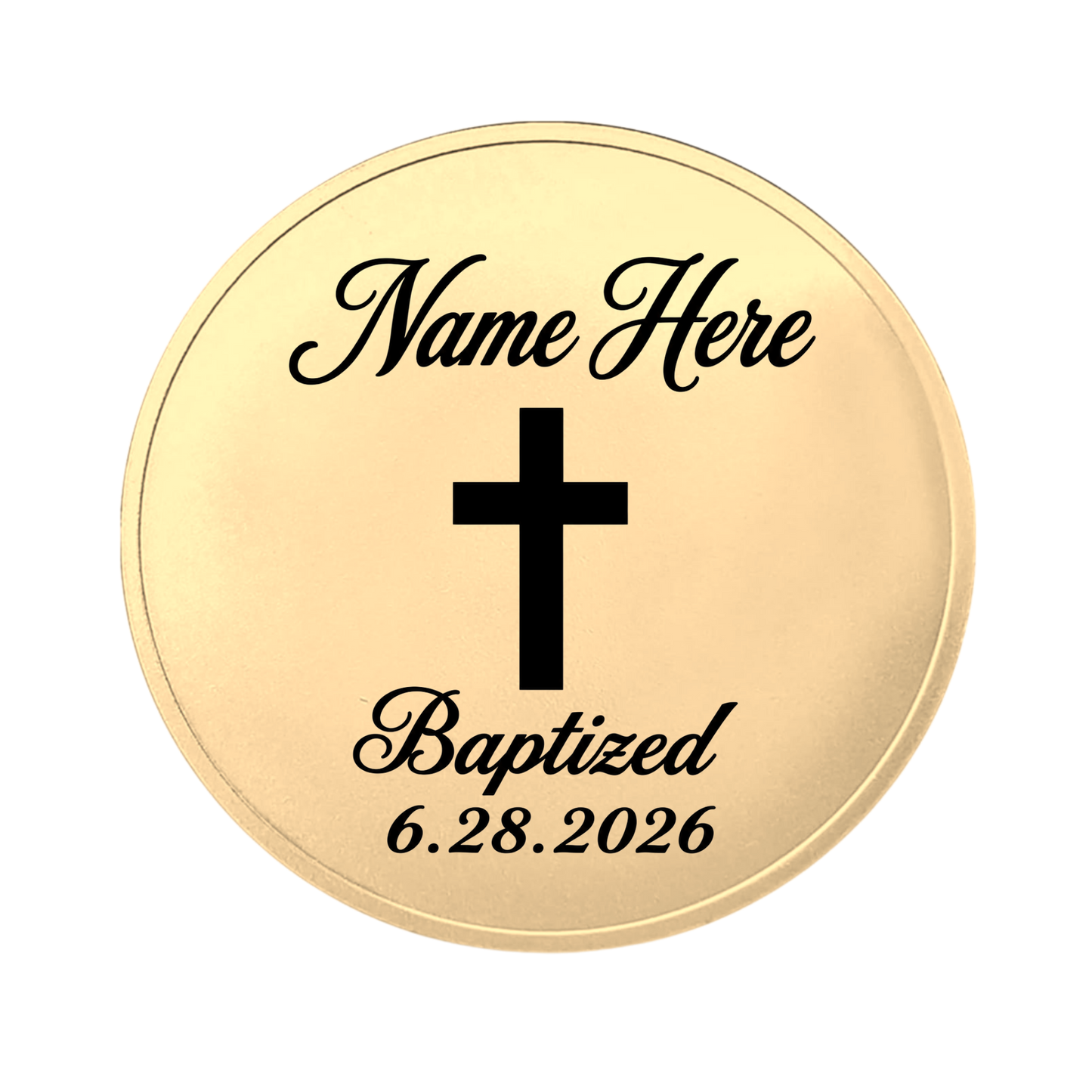 Custom Laser Engraved Baptism Coin Name + Date Religious Keepsake Godparent Gift