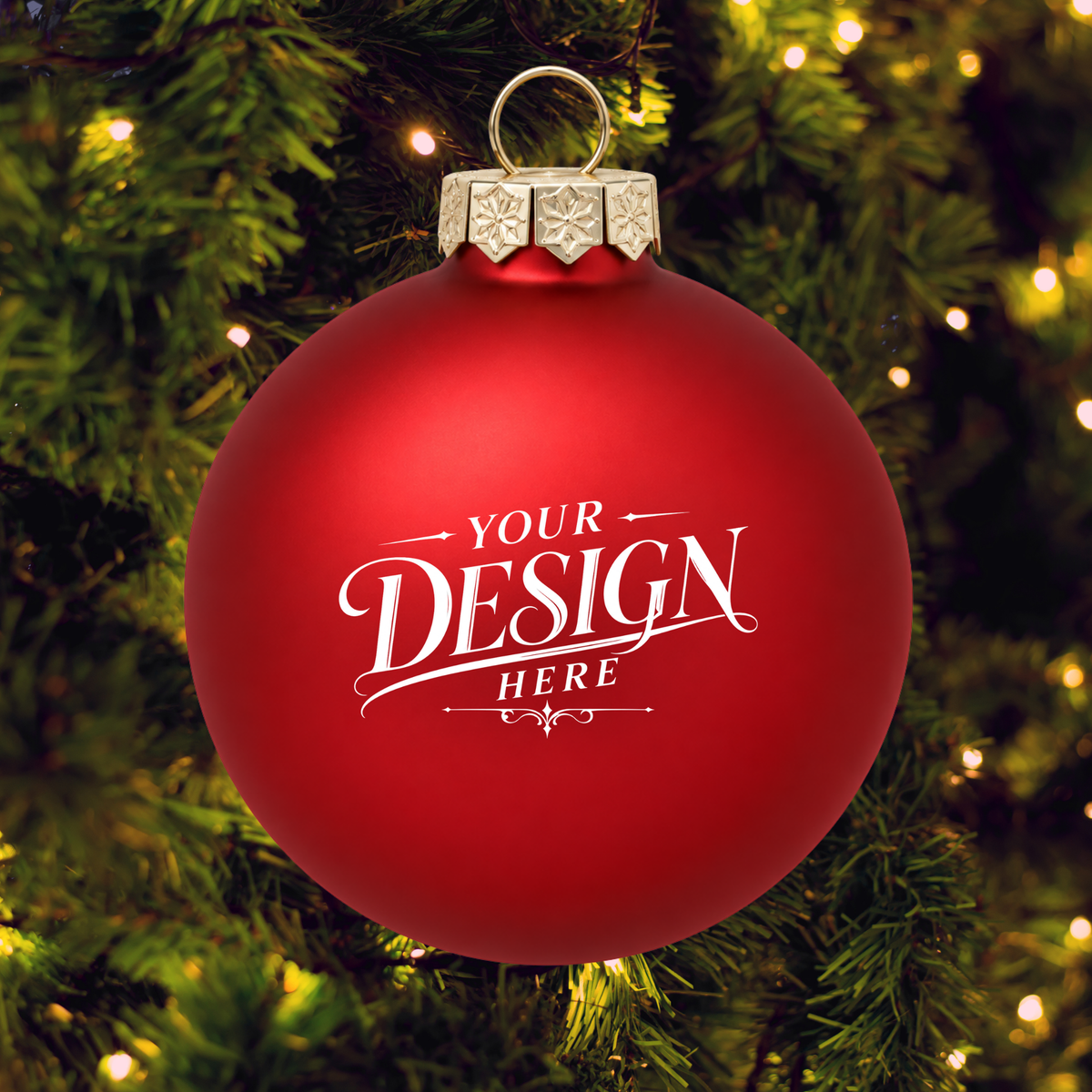 Custom Laser Engraved 3.25" Matte Glass Ball Christmas Ornament - Personalized w/ Any Logo or Design