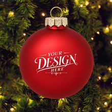 Custom Laser Engraved 3.25" Matte Glass Ball Christmas Ornament - Personalized w/ Any Logo or Design