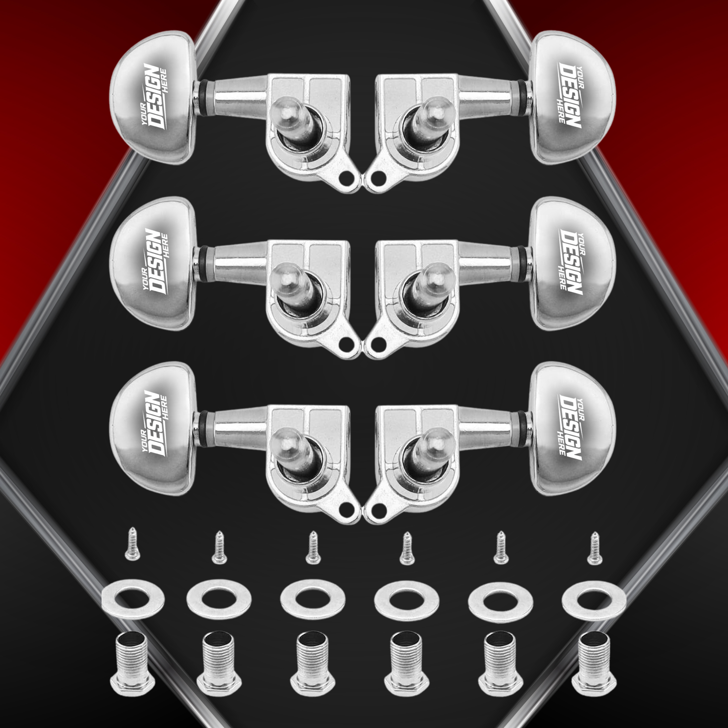 Custom Laser Engraved Tuning Pegs - Set of 6 - Universal Electric and Acoustic Guitars - Personalized Tuner Heads