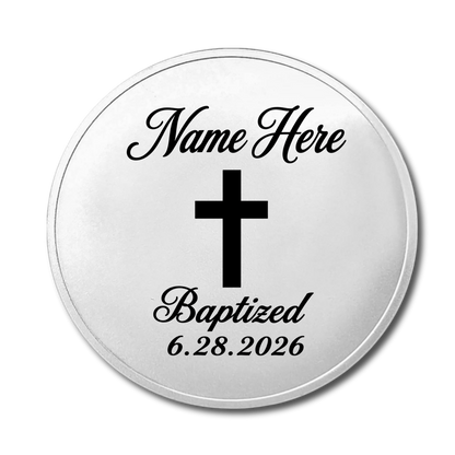 Custom Laser Engraved Baptism Coin Name + Date Religious Keepsake Godparent Gift