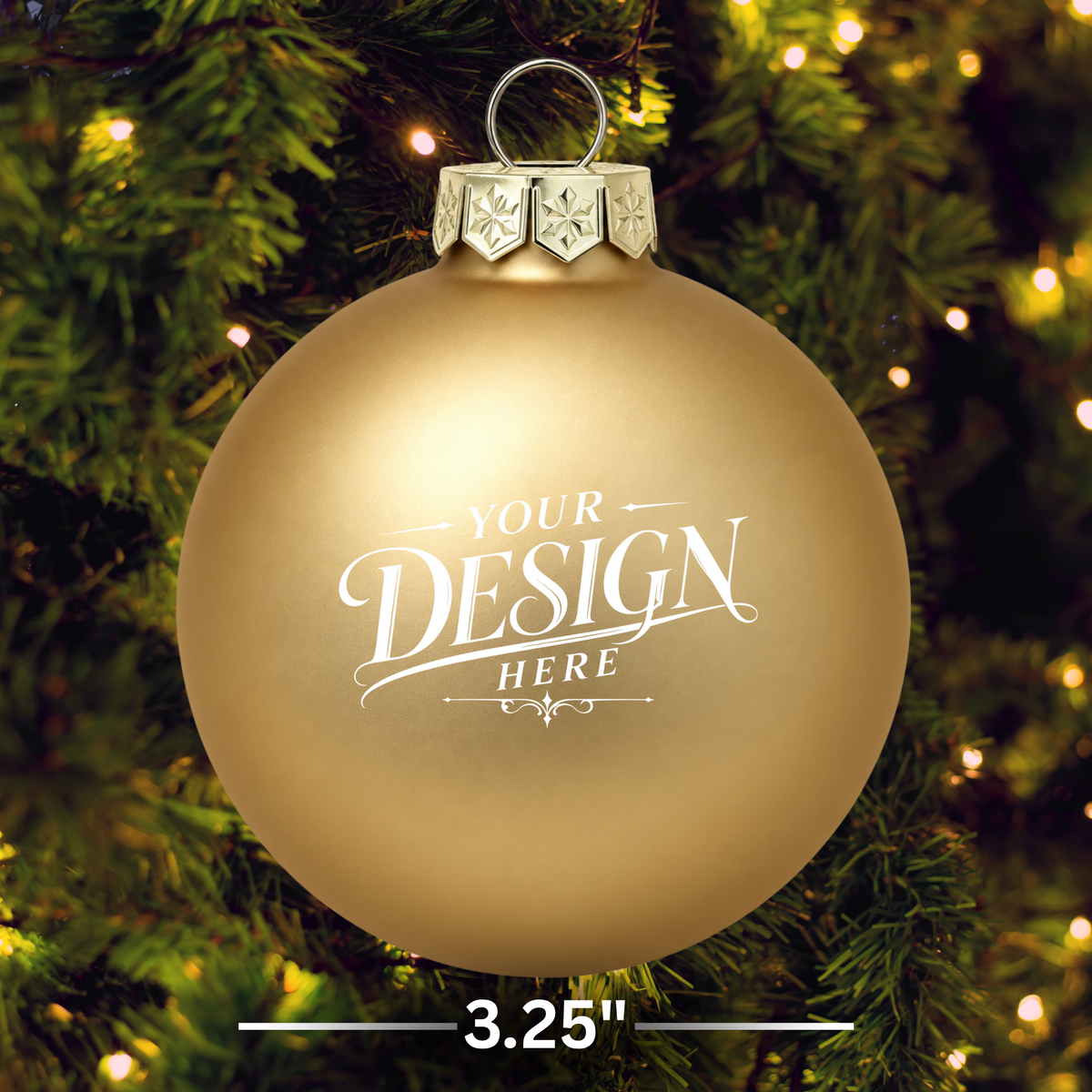 Custom Laser Engraved 3.25" Matte Glass Ball Christmas Ornament - Personalized w/ Any Logo or Design