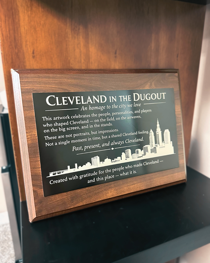 Custom Engraved Dark Cherry Wood Plaque with Black & Aluminum Plate