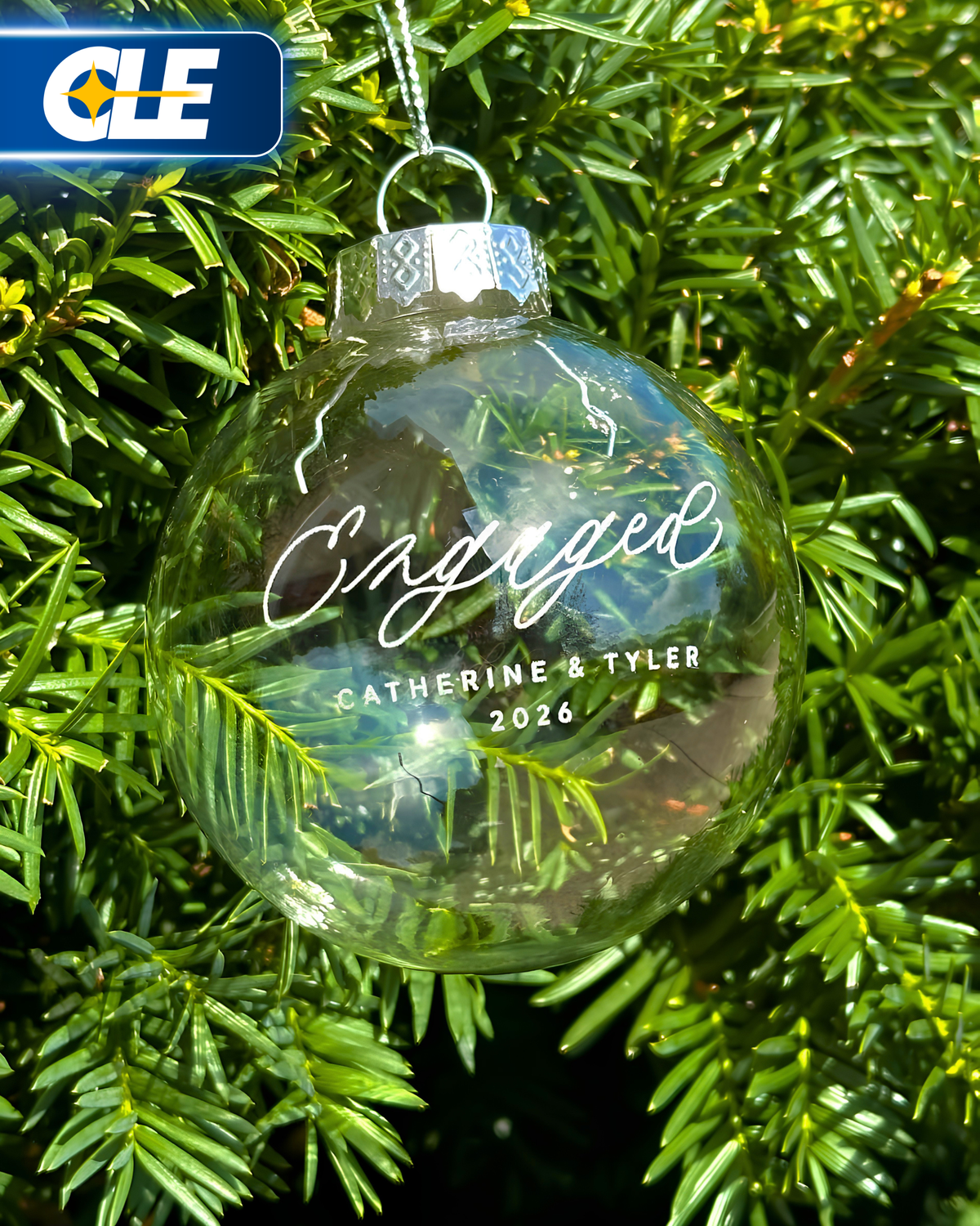 Custom Laser Engraved Clear Glass Christmas Ornament 3.15" - Personalized w/ Any Logo or Design