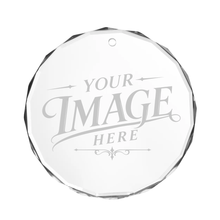 Custom Laser Engraved Glass Crystal Photo Ornament - Personalized Keepsake w/ Your Picture or Design