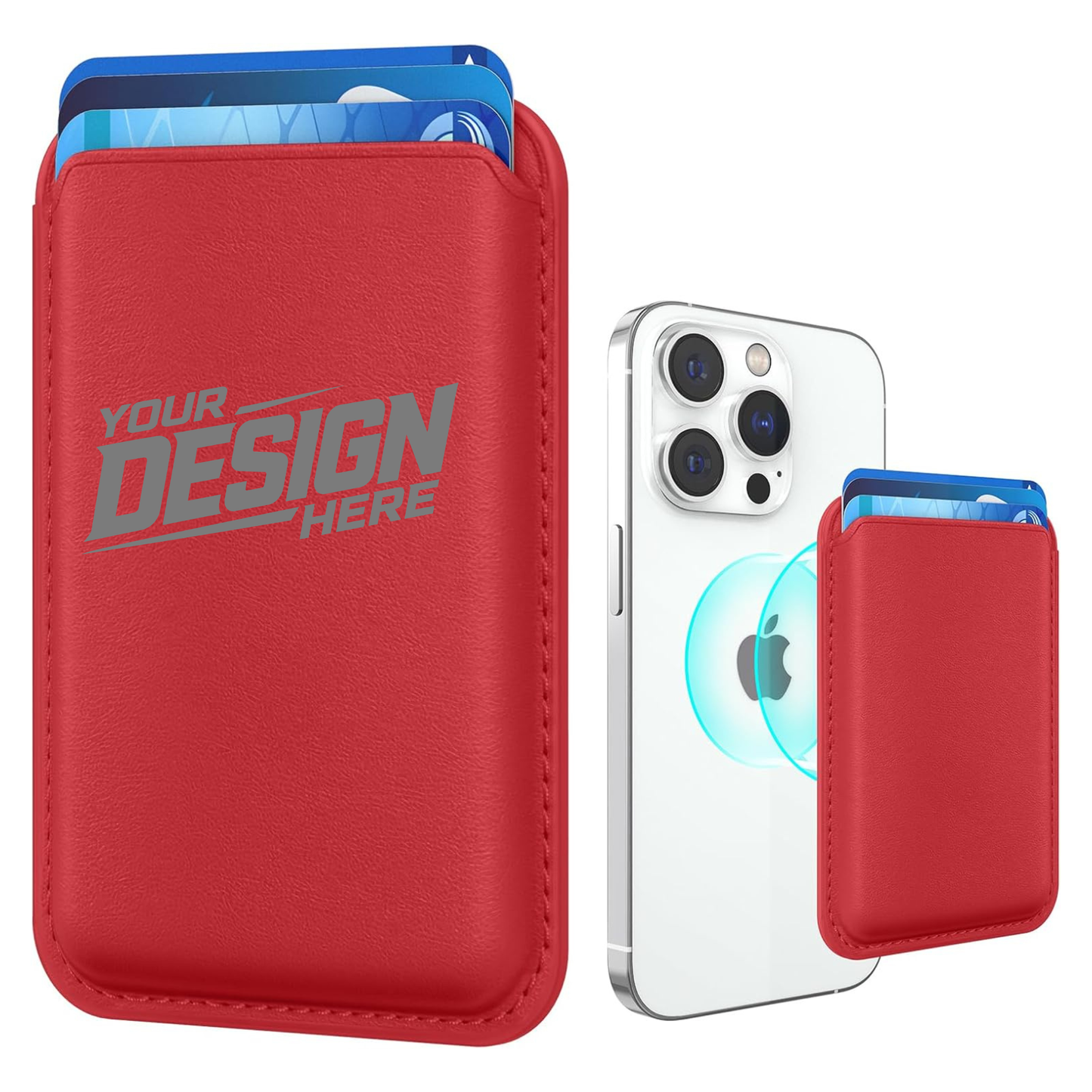 Custom Laser Engraved Leather Wallet with MagSafe (for iPhone) Any Logo Design