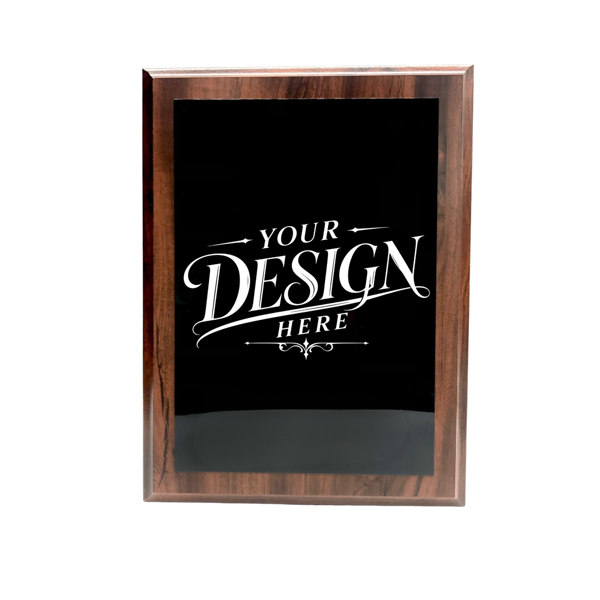 Custom Engraved Dark Cherry Wood Plaque with Black & Aluminum Plate