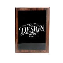 Custom Laser Engraved Dark Cherry Wood Plaque with Black & Aluminum Plate