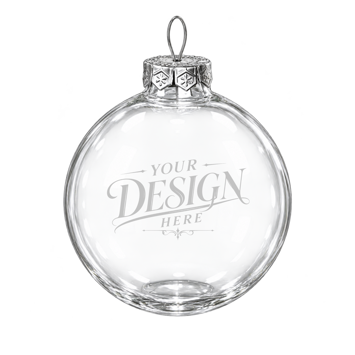 Custom Laser Engraved Clear Glass Christmas Ornament 3.15" - Personalized w/ Any Logo or Design