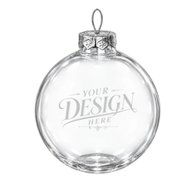 Custom Laser Engraved Clear Glass Christmas Ornament 3.15" - Personalized w/ Any Logo or Design
