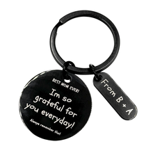 Mom Keychain Custom Laser Engraved Initials, Grateful Message