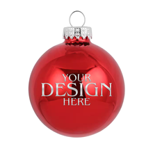 Custom Laser Engraved Green & Red Glass Christmas Ornament - Personalized w/ Any Logo or Design