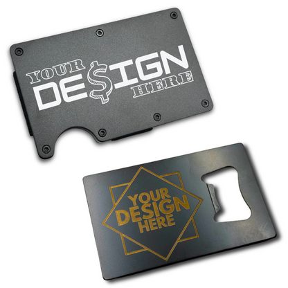 Metal Wallet and Bottle Opener - Custom Laser Engraved (BUNDLE)