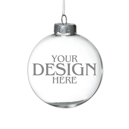 Custom Laser Engraved Clear Glass Christmas Ornament - Personalized w/ Any Logo or Design