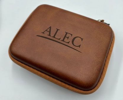 Custom Laser Engraved Leather Guitar Pick Box - Any Logo or Design - Musician or Guitarist Gift