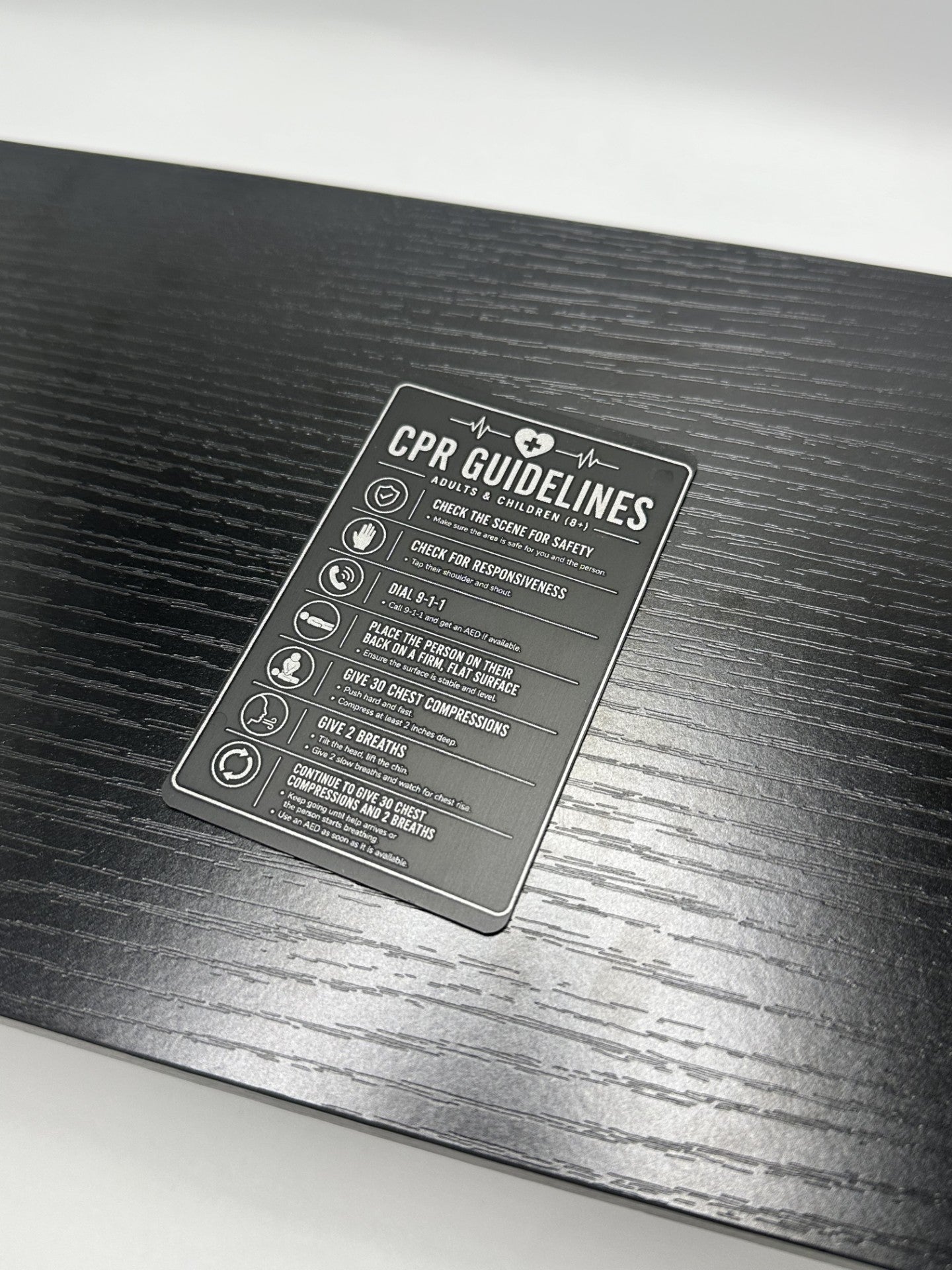 Laser Engraved CPR Guidelines Card - Adult & Child Reference - Pocket Emergency Safety Card - First Aid Quick Reference Tool