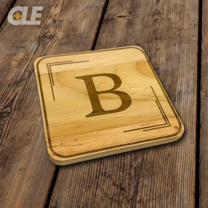 Wood Letter Coasters - Custom Laser Engraved (Set of 4)