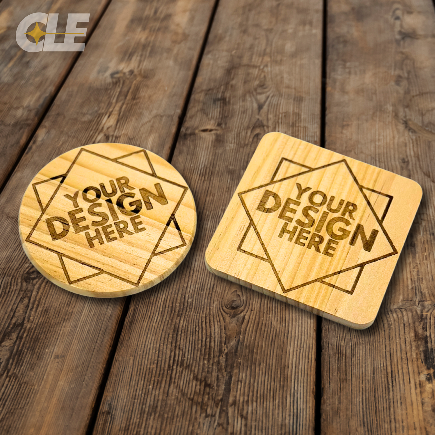 Wooden Coasters - Custom Laser Engraved (4 Pack)