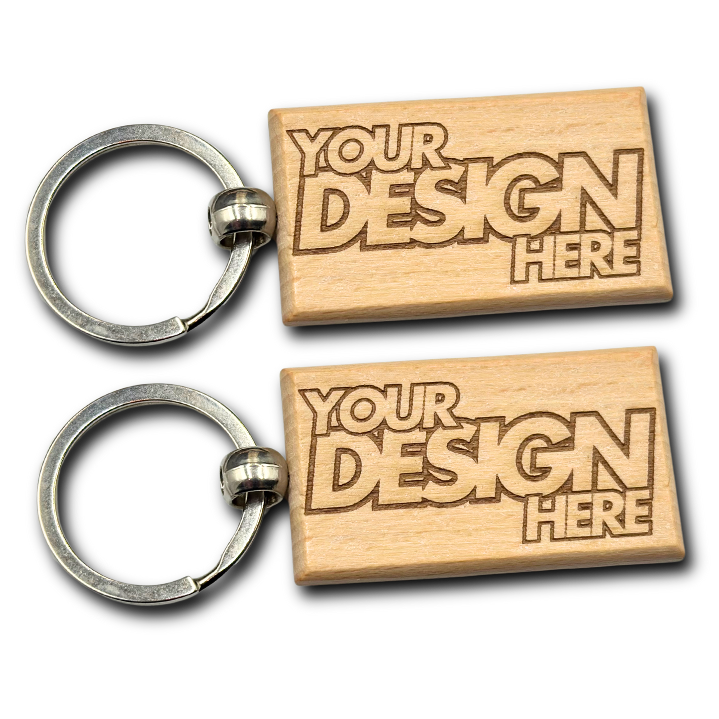 Wood Keychain PACK OF 2 (Custom Laser Engraved)