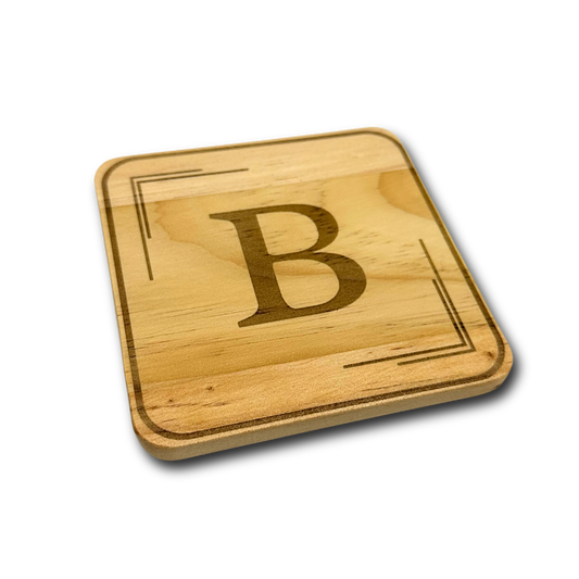 Wood Letter Coasters - Custom Laser Engraved (Set of 4)