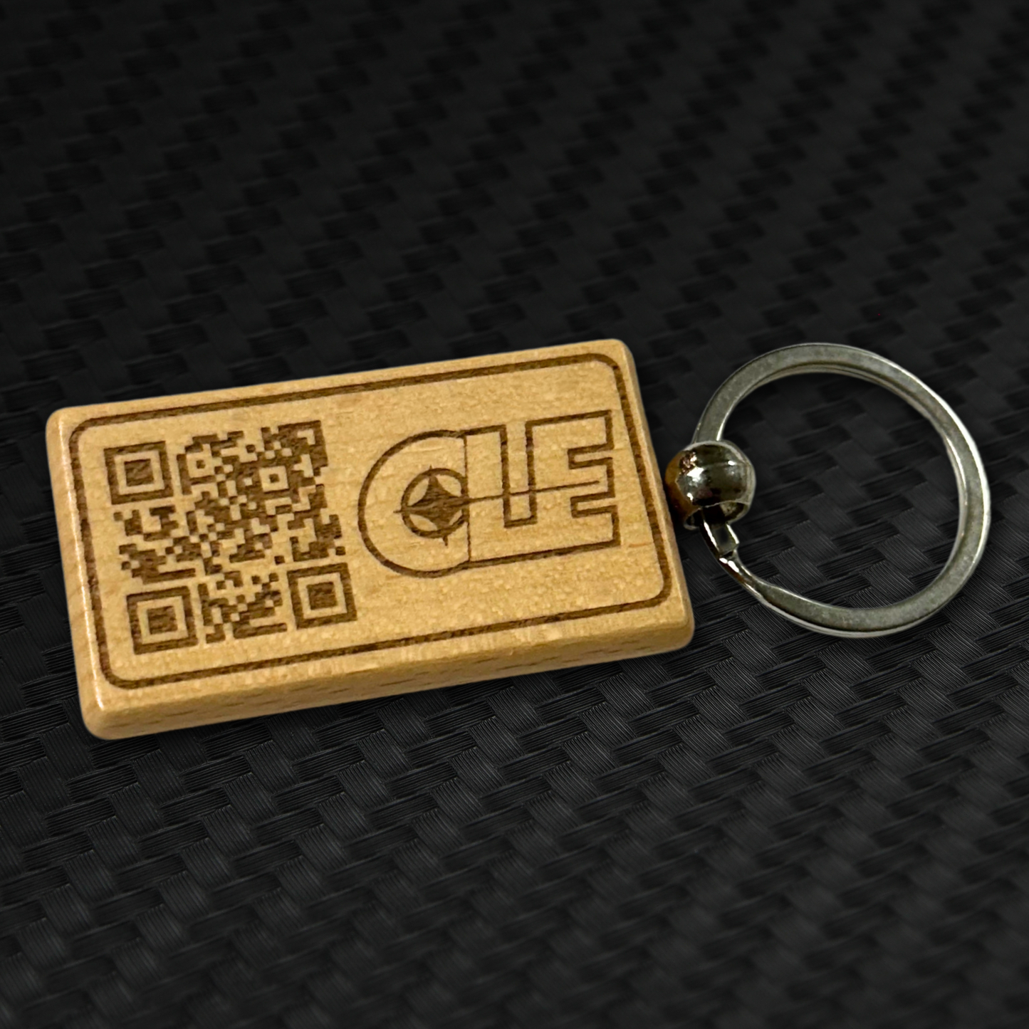 QR Code Wood Keychain - Horizontal - Custom Laser Engraved